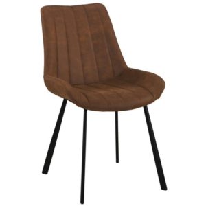 MATT Καρέκλα Tραπεζαρίας Μέταλλο Βαφή Μαύρο, Ύφασμα Suede Καφέ 55x61x88cm ΕΜ790,2 (Σετ 4τεμ.).( 3 άτοκες δόσεις.)