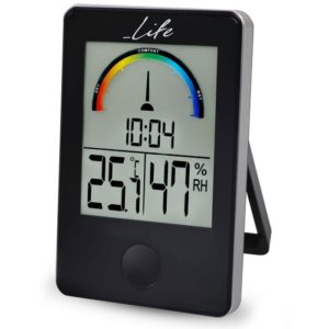 LIFE iTEMP BLACK THERMOMETER/HYGROMETER WITH CLOCK LIFE.