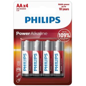 PHILIPS Power αλκαλικές μπαταρίες LR6P4B/10, AA LR6 1.5V, 4τμχ LR6P4B-10.