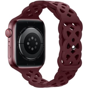 Watchband Hoco WA09 Flexible Rhombus Hollow 38/40/41mm για Apple Watch 1/2/3/4/5/6/7/8/SE Red Wine Silicon Band.