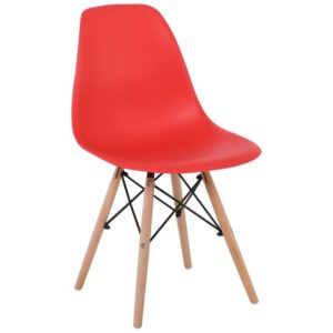ART Wood Καρέκλα Τραπεζαρίας Κουζίνας Ξύλο - PP Κόκκινο 46x52x82cm ΕΜ123,6W (Σετ 4τεμ.).( 3 άτοκες δόσεις.)