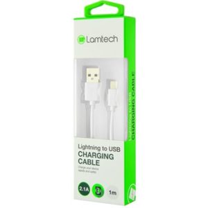 LAMTECH CHARGING CABLE iPhone 5/6/7 1m WHITE LAM439881