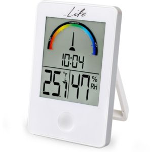 LIFE iTEMP WHITE THERMOMETER/HYGROMETER WITH CLOCK LIFE.