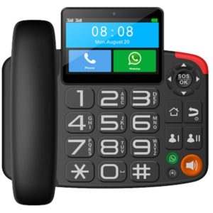 Σταθερό GSM Τηλέφωνο Maxcom MM42D 4G με Λειτουργία Κινητού Τηλεφώνου, Πλήκτρο SOS, Android 6.0 Μαύρο.( 3 άτοκες δόσεις.)
