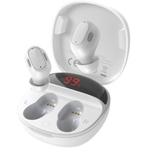BASEUS earphones Encok WM01 Plus True Wireless, με θήκη φόρτισης, Λευκό.