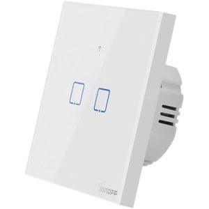 SONOFF smart διακόπτης ΤΧ-T2EU2C, αφής, Wi-Fi, διπλός, λευκός TX-T2EU2C.
