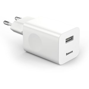 BASEUS φορτιστής τοίχου CCALL-BX02, 1x USB, Quick Charge 3.0 23W 3A, λευκός.