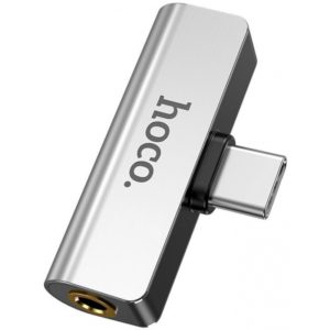 Αντάπτορας Hoco LS26 2 σε 1 USB-C σε USB-C και 3.5mm 1.5A Ασημί.