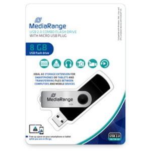 MediaRange USB combo flash drive with micro USB (OTG) plug, 8GB (MR930-2).
