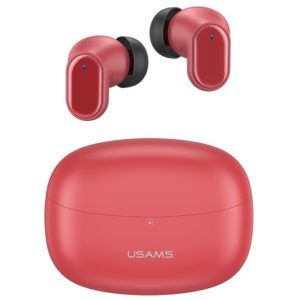 USAMS earphones με θήκη φόρτισης BH11, True Wireless, κόκκινα BHUBH03.