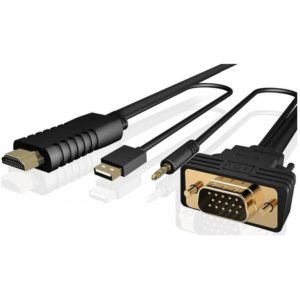 Καλώδιο VGA M με ήχο σε HDMI M 1.8m Well CABLE-VGA/A-HDMI-1.8BK-WL