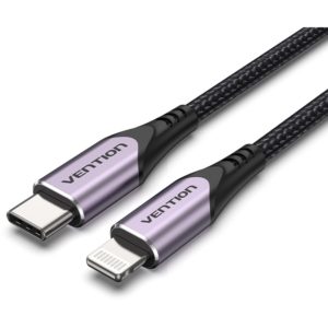 VENTION Nylon Braided Type-C to Lightning 3A Cable 2M Purple Aluminum Alloy Type MFi-Certified (TACVH).
