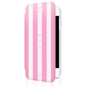 Θήκη White Diamond Crystal Girly για iPhone 6/6S - Ροζ Stripes