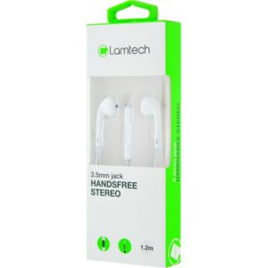 LAMTECH HANDSFREE STEREO 3,5mm JACK WITH MIC WHITE LAM020663