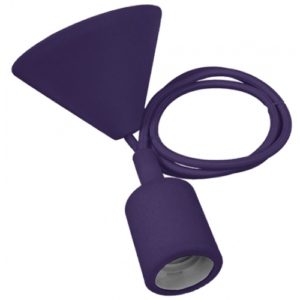 Μωβ Κρεμαστό Φωτιστικό Οροφής Σιλικόνης με Υφασμάτινο Καλώδιο 1 Μέτρο E27 GloboStar Purple 91011.