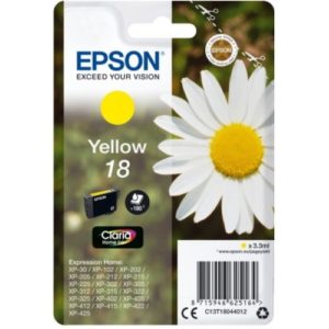 Ink Epson T180440 Yellow with pigment ink. C13T18044012.