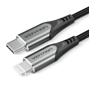 VENTION Nylon Braided Type-C to Lightning 3A Cable 1M Gray Aluminum Alloy Type MFi-Certified (TACHF).