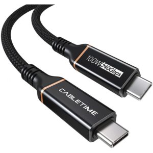 CABLETIME καλώδιο USB Type-C CT-USB4, 100W, 8K, 40Gbps, 2m, μαύρο 5210131052211.( 3 άτοκες δόσεις.)