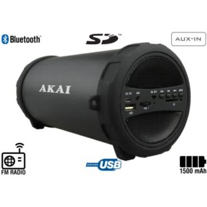 Akai ABTS-11B Φορητό ηχείο Bluetooth με ραδιόφωνο USB, Aux-In και κάρτα SD – 10 W.