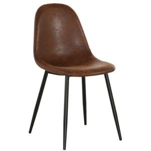 CELINA Καρέκλα Μέταλλο Βαφή Μαύρο, Ύφασμα Suede Καφέ Antique 45x54x85cm ΕΜ908,1 (Σετ 4τεμ.).( 3 άτοκες δόσεις.)