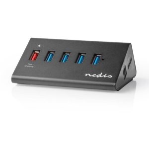 NEDIS UHUBUP3510BK USB Hub 5-Port QC3.0/USB 3.2 Gen1 Mains Powered/USB Powered 5 NEDIS.( 3 άτοκες δόσεις.)