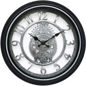 ArteLibre Ρολόι Τοίχου Ασημί/Μαύρο Πλαστικό Φ40.6x4.9cm.