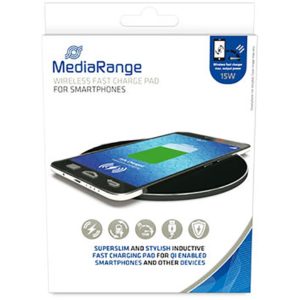 MediaRange 15W Wireless fast charge pad for smartphones, Black (MRMA118).