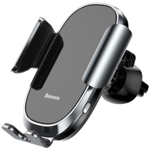 Baseus Car Mount Smart Gravity Phone Holder AirVent Bracket Electric Auto Lock Silver (SUGENT-ZN0S) (BASSUGENT-ZN0S).