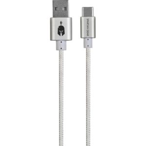 Spartan Gear - Double Sided USB Cable (Type C) (length: 2m - Compatible with Playstation 5, Xbox Series X/S, tablet, mobile) (colour: White).