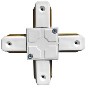 Μονοφασικός Connector 2 Καλωδίων Συνδεσμολογίας Cross (+) για Λευκή Ράγα Οροφής GloboStar 93028.