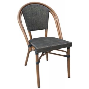 COSTA Καρέκλα Dining Αλουμινίου, Απόχρωση Καρυδί Textilene Μαύρο 50x55x85cm Ε288.( 3 άτοκες δόσεις.)