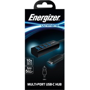 Hub Energizer USB 3.0 HC304A USB-C σε 4 Θέσεις USB-A Μαύρο.