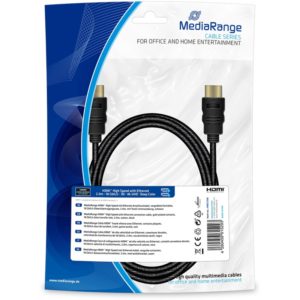 Καλώδιο MediaRange HDMI High Speed with Ethernet connection, gold-plated contacts, 18 Gbit/s data transfer rate, 2.0m, cotton, black (MRCS196).
