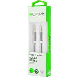 LAMTECH AUDIOCABLE BRAIDED 1m 3.5mm to 3.5mm BLACK LAM445080