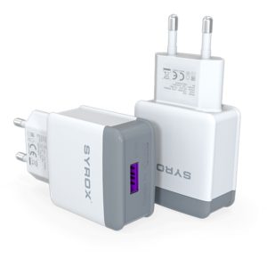 Φορτιστής Ταξιδίου Syrox Q31 QC3.0 USB-A 18W 3.6V-12V 3A Eco Small Box Λευκό.