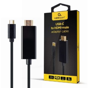 CABLEXPERT USB-C MALE TO HDMI-MALE ADAPTER 4K 60HZ 2M BLACK RETAIL PACK A-CM-HDMIM-02