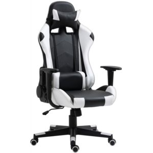 ArteLibre Καρέκλα Γραφείου Gaming NAVAN Λευκό/Μαύρο PVC 68x53x122-131cm.( 3 άτοκες δόσεις.)