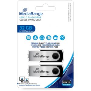 MediaRange USB flash drives, 32GB, Pack 2 (MR911-2).