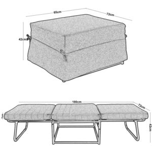 LOGAN Σκαμπό - Κρεβάτι Σαλονιού - Καθιστικού, Στρώμα 7cm, Ύφασμα Εκρού 72x65x42cm Bed:72x180x42cm Ε9597,40.( 3 άτοκες δόσεις.)