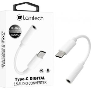 LAMTECH TYPE-C ADAPTER CABLE AUDIO JACK 3,5MM WHITE LAM023831