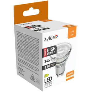 Avide LED Σπότ Αλουμίνιο + Πλαστικό 2.5W GU10 Λευκό 4000K Super Υψηλής Φωτεινότητας.