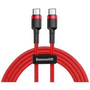 Baseus Cafule Καλώδιο Nylon Braided Wire USB-C PD / USB-C PD PD2.0 60W 20V 3A QC3.0 1M red (CATKLF-G09)