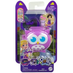 Mattel Polly Pocket Mini: Pet Connects - Owl Compact Playset (HHW32).