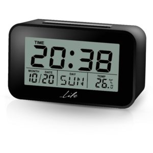 LIFE SUNRISE ALARM CLOCK WITH THERMOMETER, BLACK COLOR LIFE.
