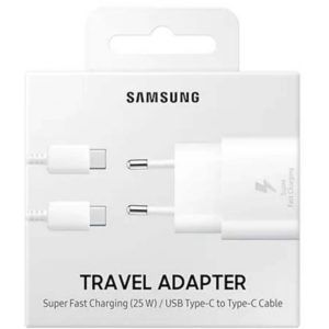 Φορτιστής Ταξιδίου Samsung Fast Charging EP-TA800XWEGWW 25W με Καλώδιο USB-C σε USB-C Λευκό.( 3 άτοκες δόσεις.)