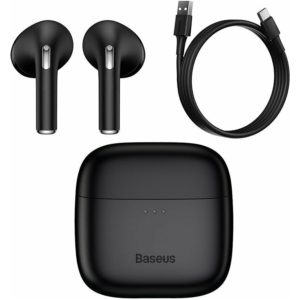 Baseus E8 Earbud Bluetooth Handsfree Ακουστικά με Θήκη Φόρτισης Μαύρα (NGE8-01).( 3 άτοκες δόσεις.)