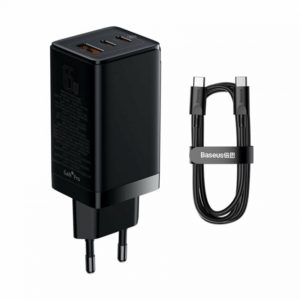 Baseus Travel Charger GaN3 Pro Quick wall charger (with Type C - Type C cable 1m) 65W EU Black CCGP050101) (BASCCGP050101)( 3 άτοκες δόσεις.)