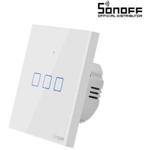 GloboStar 80017 SONOFF T0EU3C-TX-EU-R2 - Wi-Fi Smart Wall Touch Button Switch 3 Way TX GR Series.