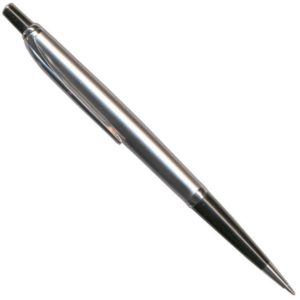 Στυλό με μεταλλικό στεφάνι και κλιπ ασημί-μαύρο (Σετ 6τεμ).