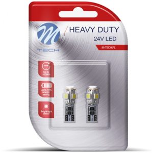 M-Tech W5W 24V T10 1,5W W2,1x9,5d LED 5xSMD5050 ΛΕΥΚΟ (ΚΑΡΦΩΤΟ CAN-BUS) BLISTER 2ΤΕΜ. M-TECH.